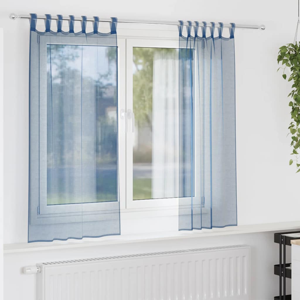 Gordijnen voile met lussen 2 st 140x175 cm koningsblauw is nu te koop bij PeponiXL, paradijselijk wonen!