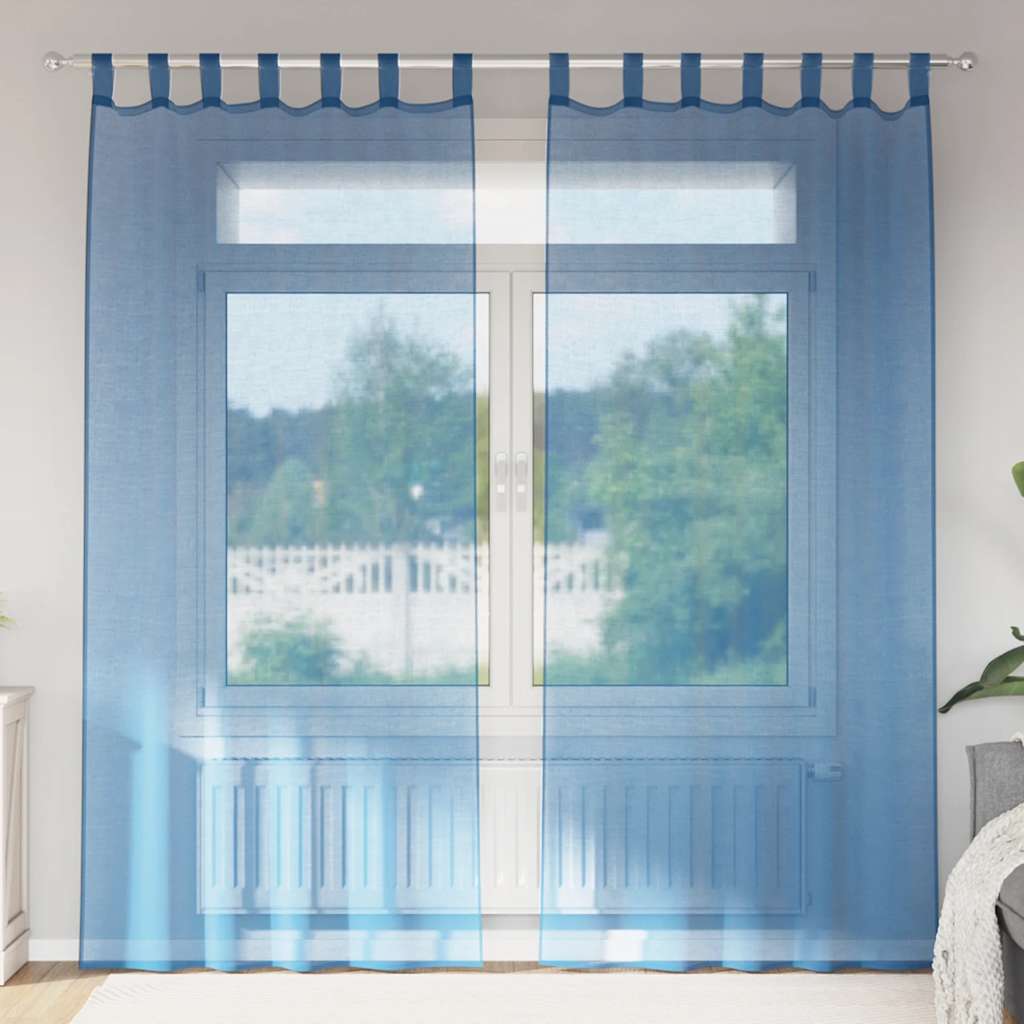 Gordijnen voile met lussen 2 st 140x245 cm koningsblauw is nu te koop bij PeponiXL, paradijselijk wonen!