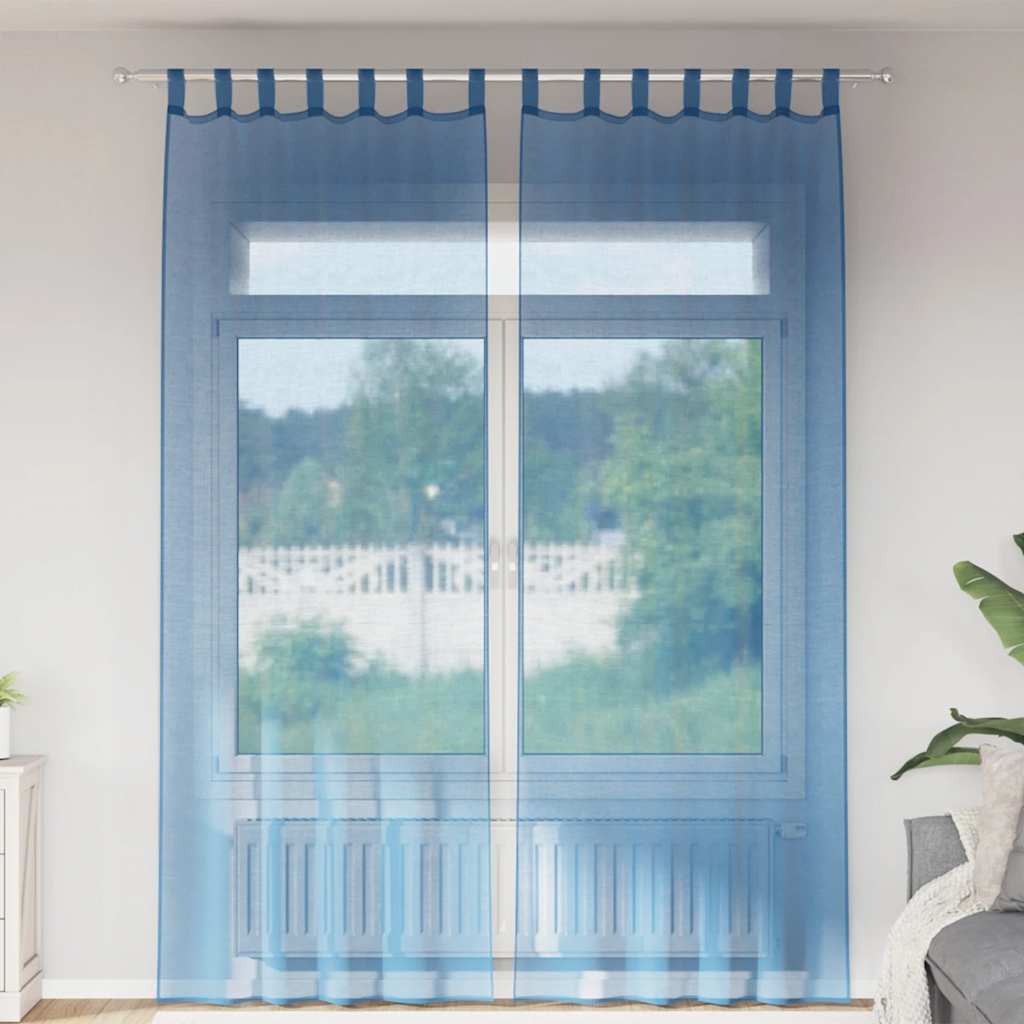 Gordijnen voile met lussen 2 st 140x260 cm koningsblauw is nu te koop bij PeponiXL, paradijselijk wonen!