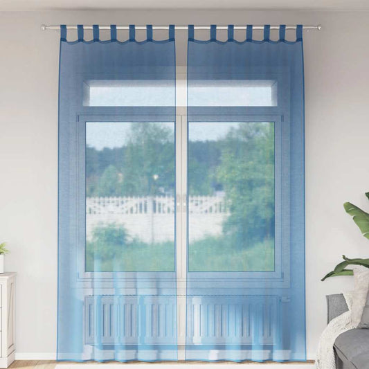 Gordijnen voile met lussen 2 st 140x260 cm koningsblauw is nu te koop bij PeponiXL, paradijselijk wonen!