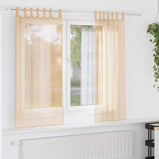Gordijnen met lussen 2 st zand 140x175 cm zand is nu te koop bij PeponiXL, paradijselijk wonen!