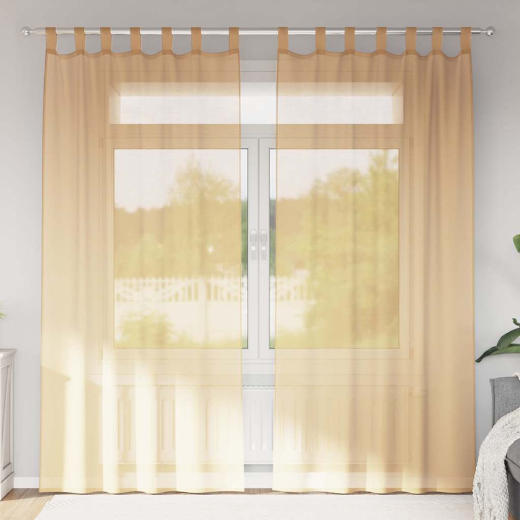 Gordijnen met lussen 2 st 140x225 cm zand is nu te koop bij PeponiXL, paradijselijk wonen!