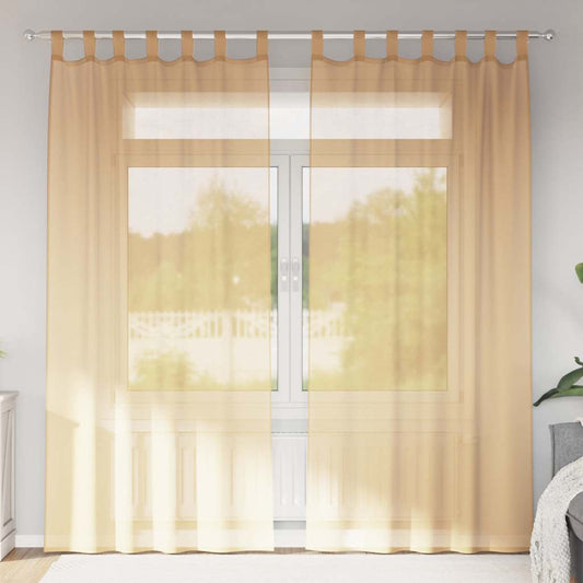 Gordijnen met lussen 2 st 140x225 cm zand is nu te koop bij PeponiXL, paradijselijk wonen!
