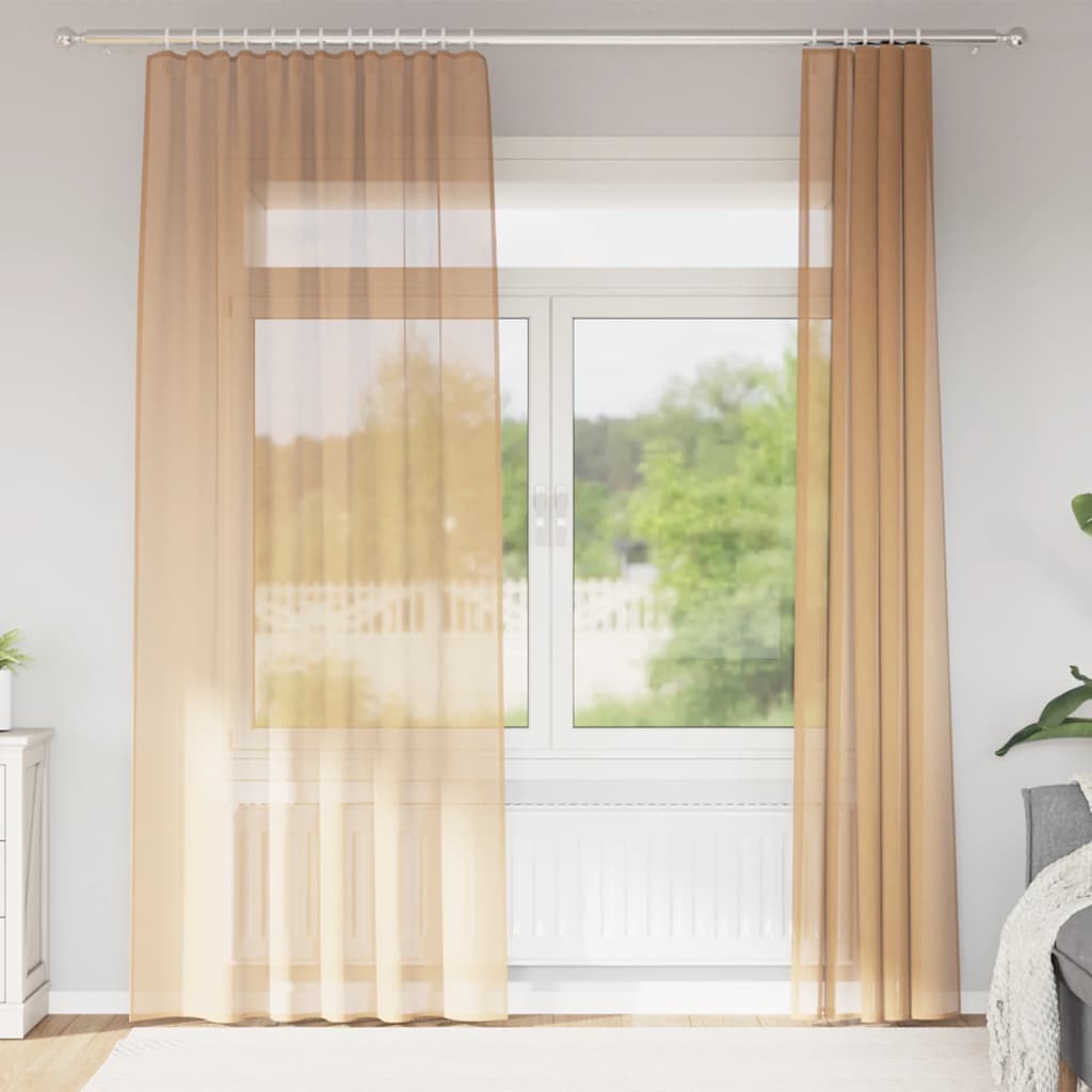 Gordijnen met lussen 2 st 140x245 cm zand is nu te koop bij PeponiXL, paradijselijk wonen!