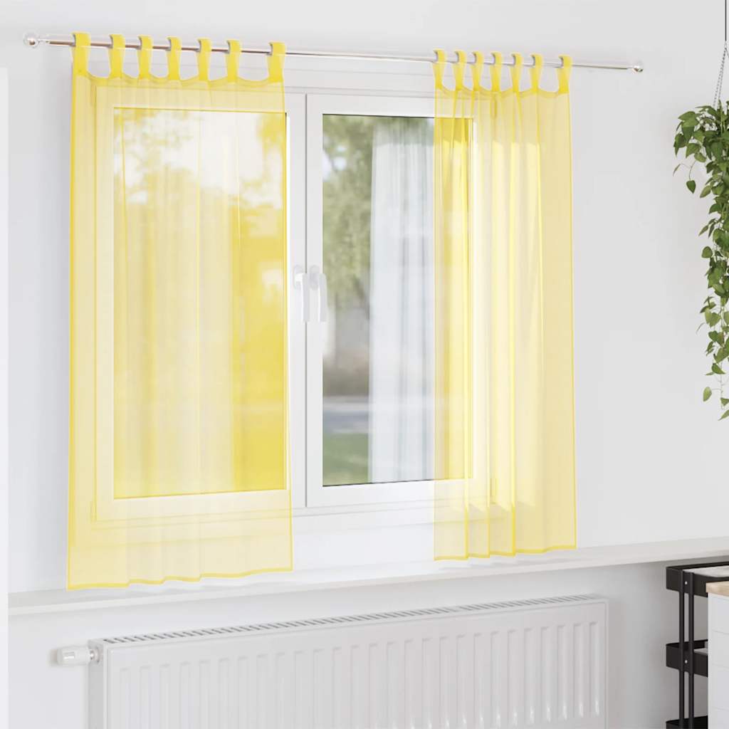 Gordijnen met lussen 2 st 140x175 cm geel is nu te koop bij PeponiXL, paradijselijk wonen!