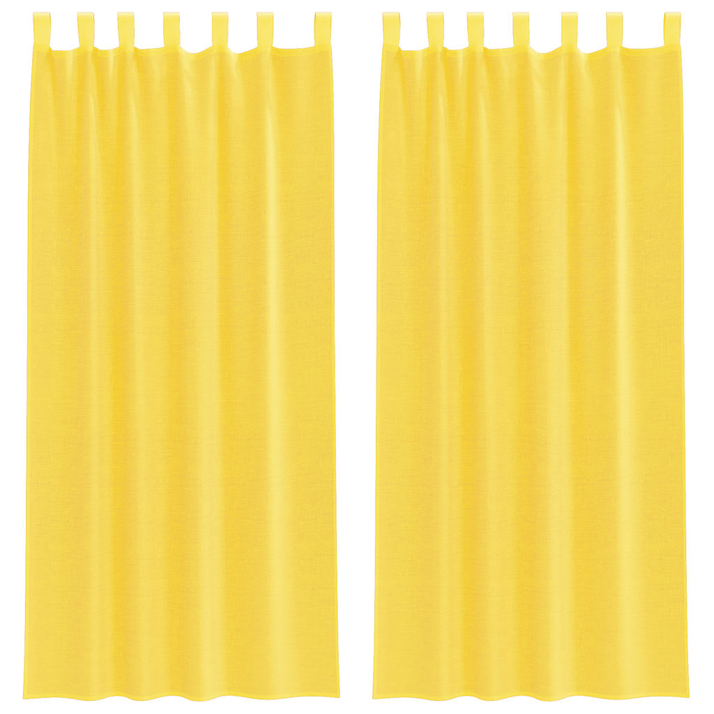 Gordijnen voile met lussen 2 st 140x225 cm geel is nu te koop bij PeponiXL, paradijselijk wonen!