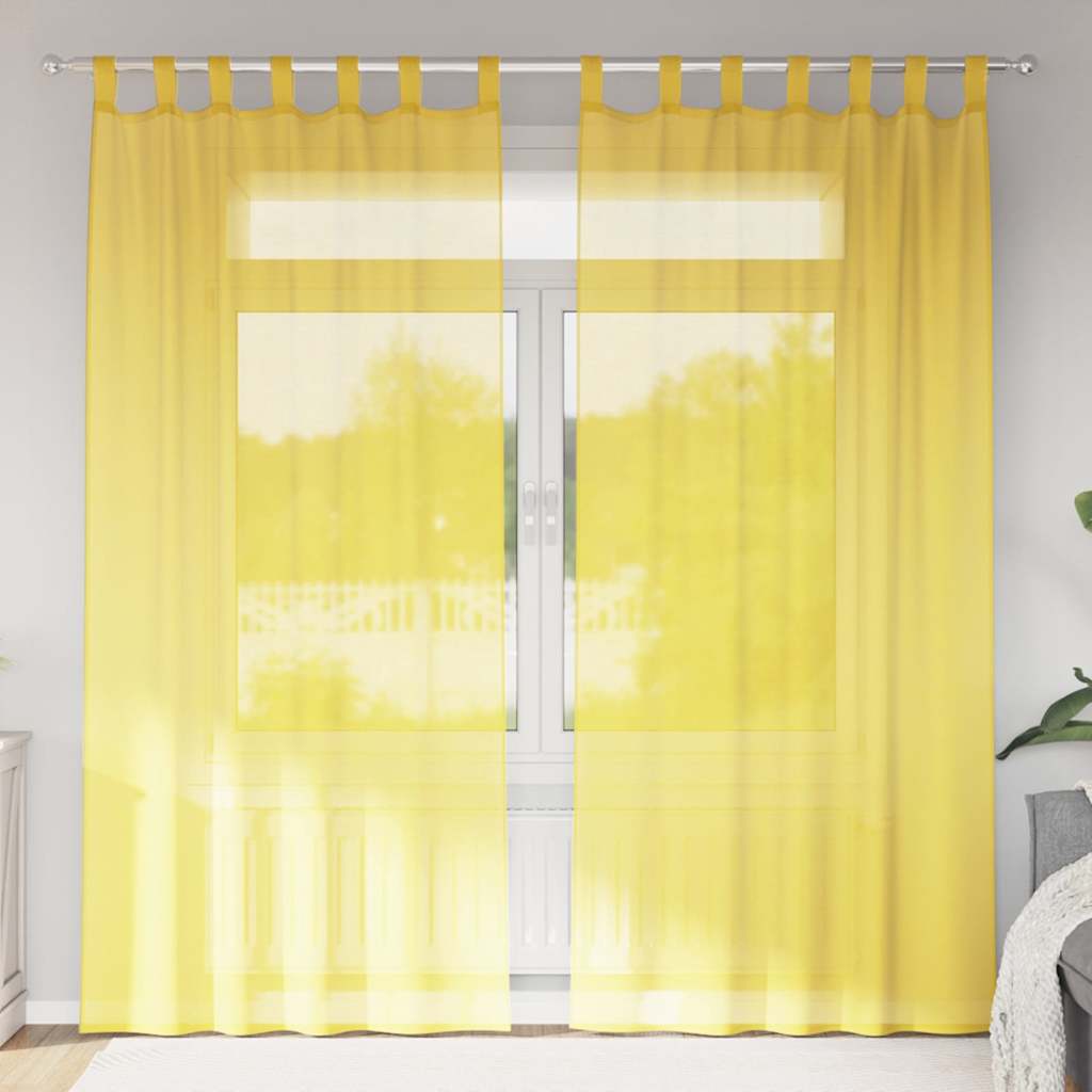 Gordijnen voile met lussen 2 st 140x225 cm geel is nu te koop bij PeponiXL, paradijselijk wonen!