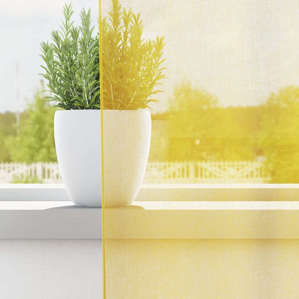 Gordijnen met lussen 2 st 140x245 cm geel is nu te koop bij PeponiXL, paradijselijk wonen!