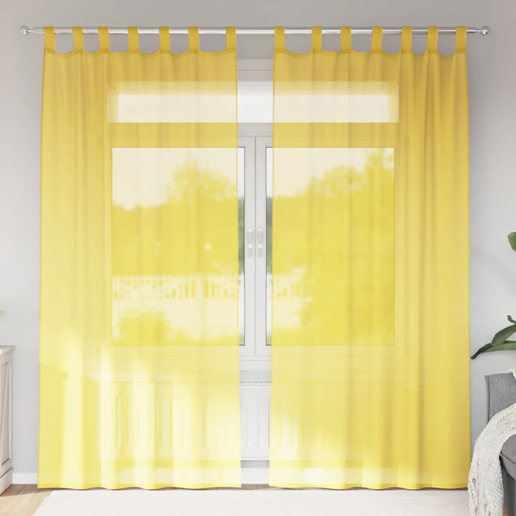 Gordijnen met lussen 2 st 140x245 cm geel is nu te koop bij PeponiXL, paradijselijk wonen!