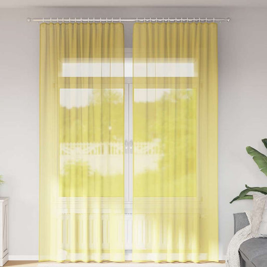 Gordijnen met lussen 2 st 140x260 cm geel is nu te koop bij PeponiXL, paradijselijk wonen!