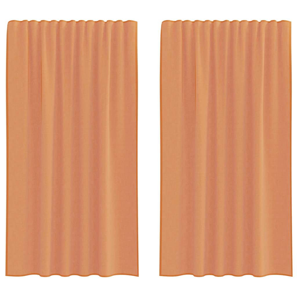Gordijnen voile met lussen 2 st terracotta 140x175 cm is nu te koop bij PeponiXL, paradijselijk wonen!