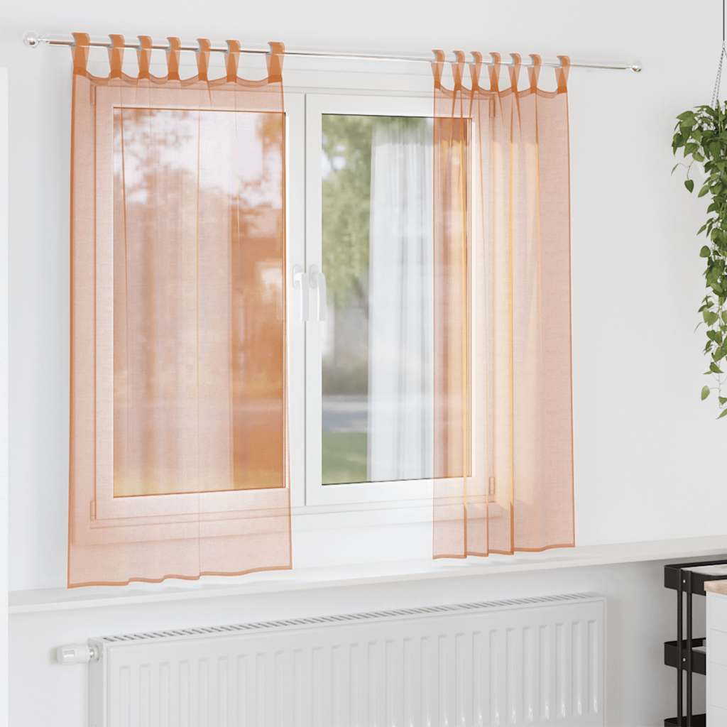 Gordijnen voile met lussen 2 st terracotta 140x175 cm is nu te koop bij PeponiXL, paradijselijk wonen!