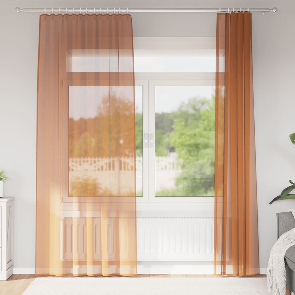 Gordijnen voile met lussen 2 st terracotta 140x225 cm is nu te koop bij PeponiXL, paradijselijk wonen!