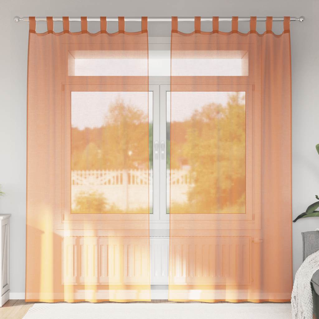 Gordijnen met lussen 2 st terracotta 140x245 cm is nu te koop bij PeponiXL, paradijselijk wonen!