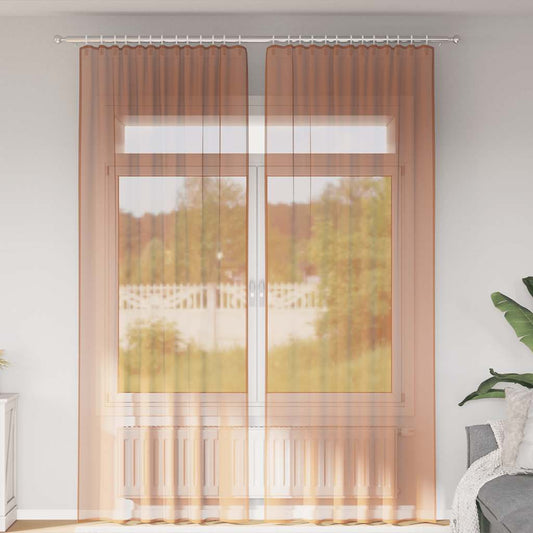 Gordijnen met lussen 2 st terracotta 140x260 cm is nu te koop bij PeponiXL, paradijselijk wonen!