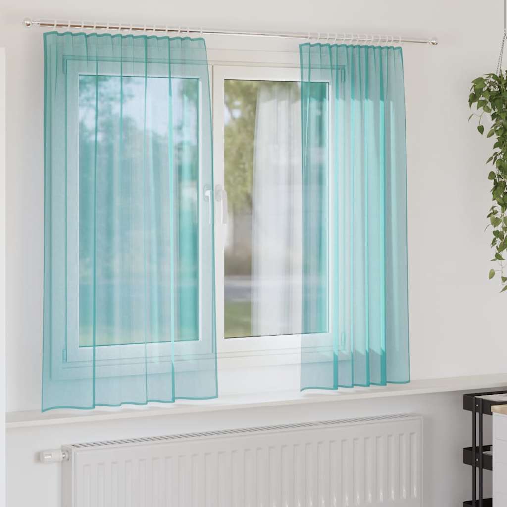 Gordijnen Voile met lussen 2 st 140x140 cm turkoois is nu te koop bij PeponiXL, paradijselijk wonen!