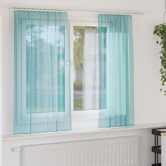 Gordijnen Voile met lussen 2 st 140x140 cm turkoois is nu te koop bij PeponiXL, paradijselijk wonen!