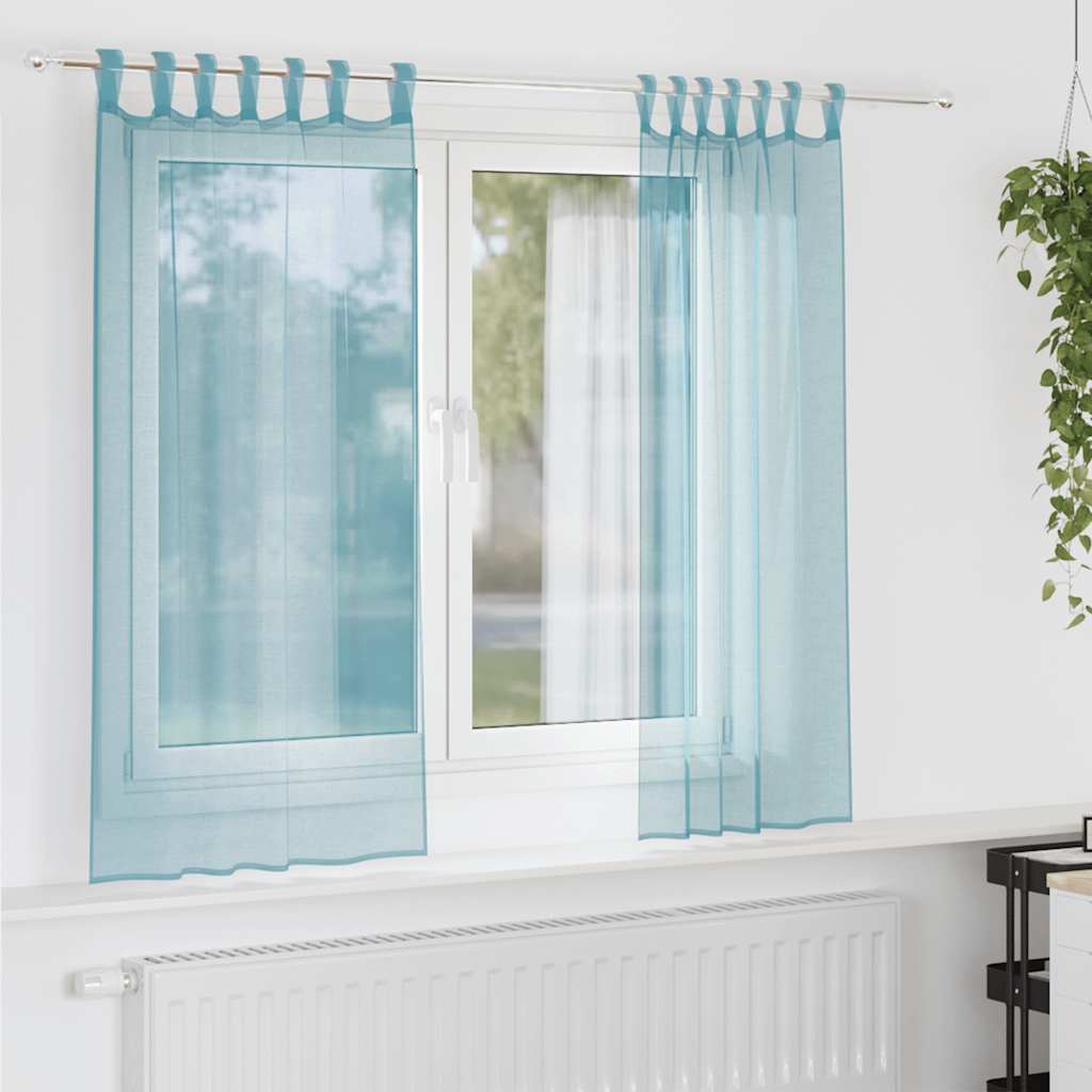 Gordijnen voile met lussen 2 st 140x175 cm turkoois is nu te koop bij PeponiXL, paradijselijk wonen!