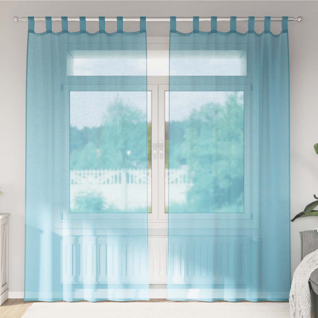 Gordijnen met lussen 2 st 140x225 cm turkoois is nu te koop bij PeponiXL, paradijselijk wonen!
