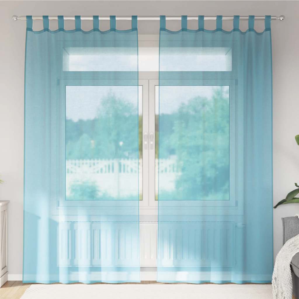 Gordijnen voile met lussen 2 st 140x245 cm turkoois is nu te koop bij PeponiXL, paradijselijk wonen!