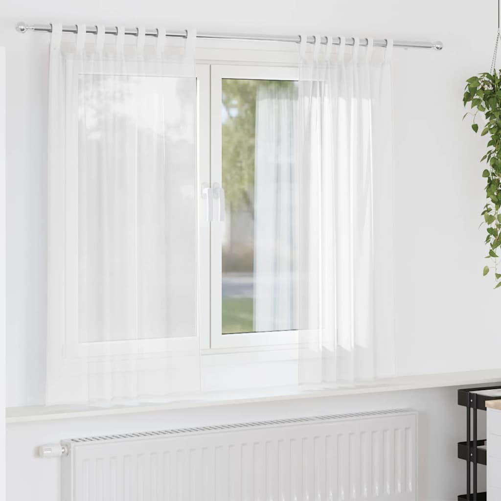 Gordijnen voile met lussen 2 st 140x140 cm wit is nu te koop bij PeponiXL, paradijselijk wonen!
