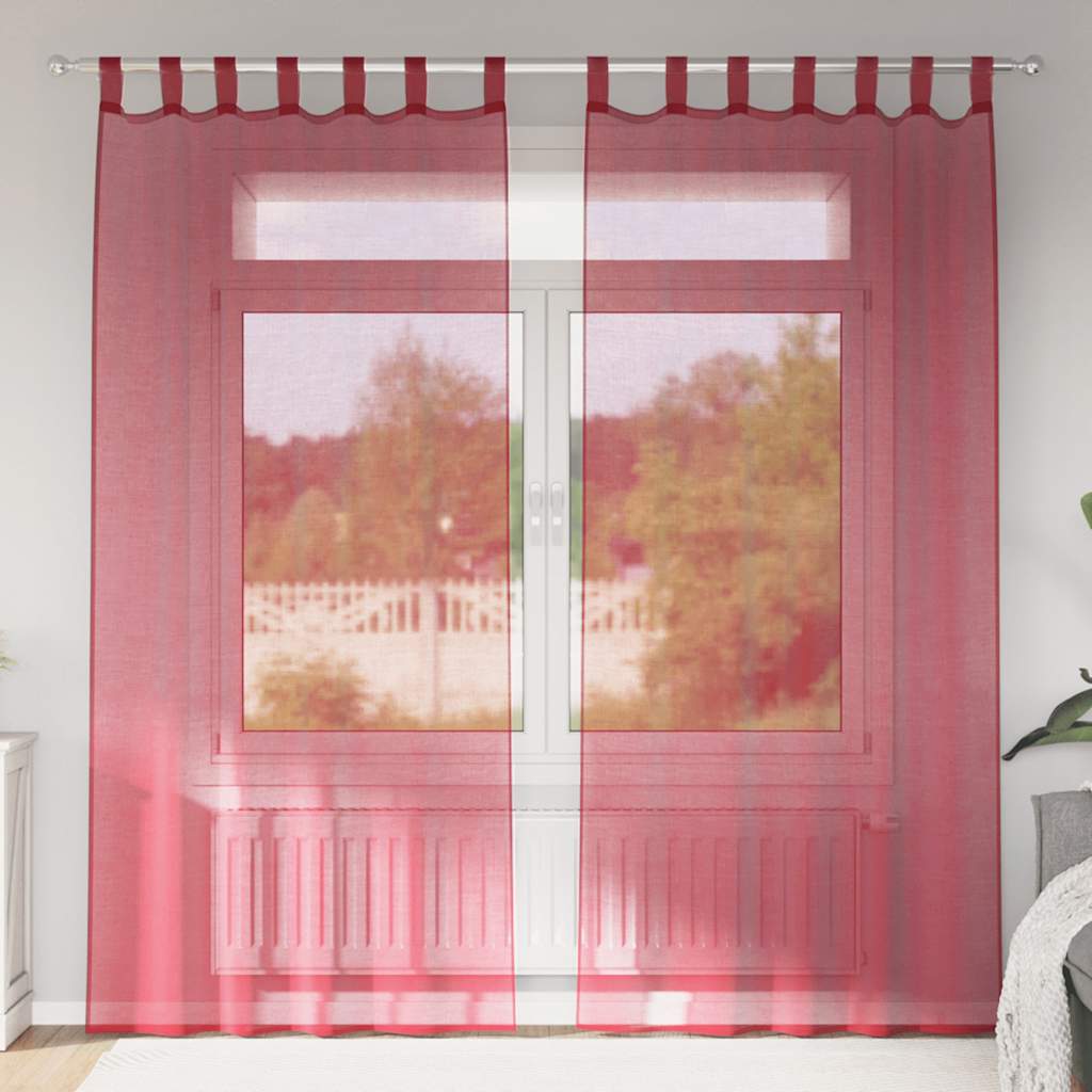 Gordijnen met lussen 2 st 140x245 cm wijnrood is nu te koop bij PeponiXL, paradijselijk wonen!