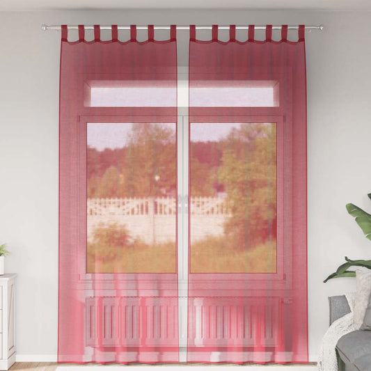 Gordijnen met lussen 2 st 140x260 cm wijnrood is nu te koop bij PeponiXL, paradijselijk wonen!