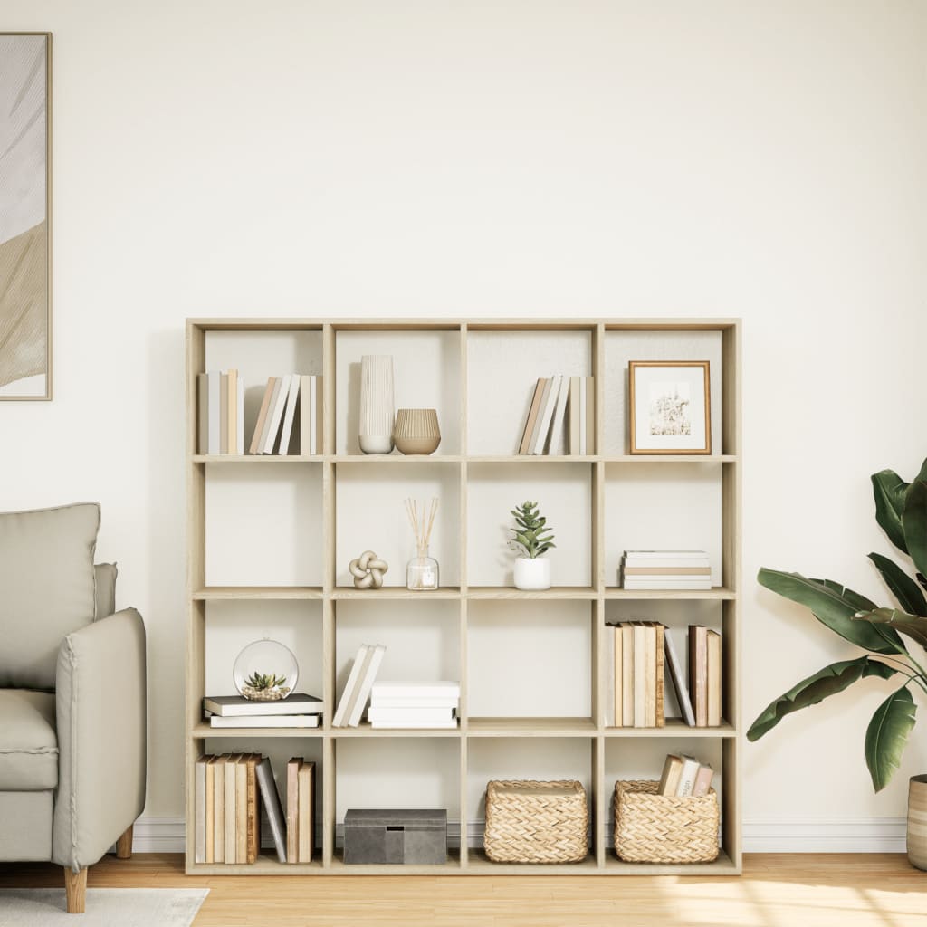 Boekenkast 137,5x29x137,5 cm bewerkt hout sonoma eikenkleurig is nu te koop bij PeponiXL, paradijselijk wonen!