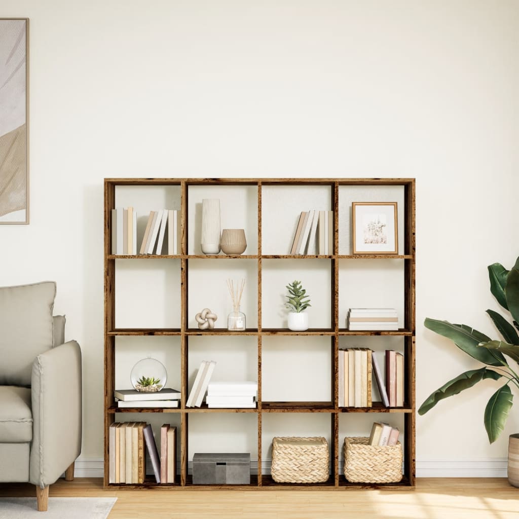 Boekenkast 137,5x29x137,5 cm bewerkt hout oud houtkleurig is nu te koop bij PeponiXL, paradijselijk wonen!