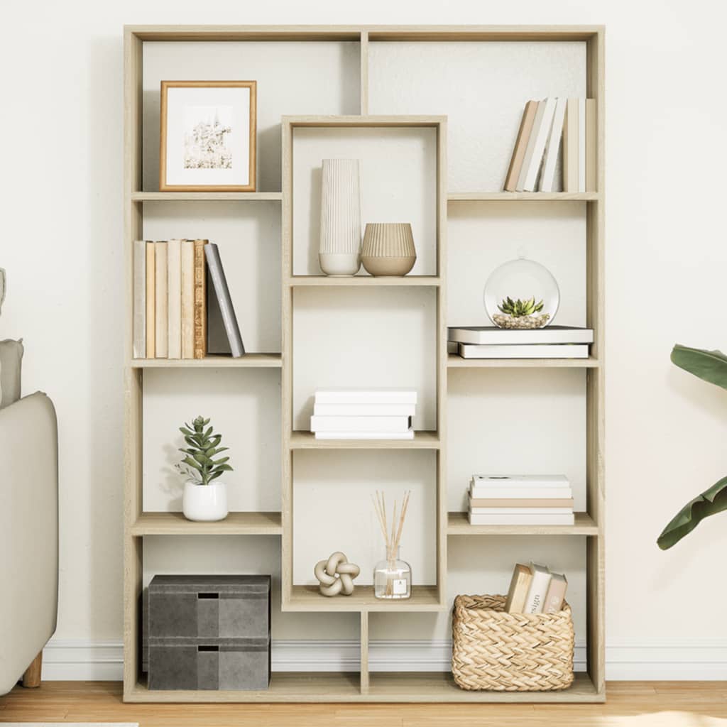 Boekenkast 102x29x143 cm bewerkt hout sonoma eikenkleurig is nu te koop bij PeponiXL, paradijselijk wonen!