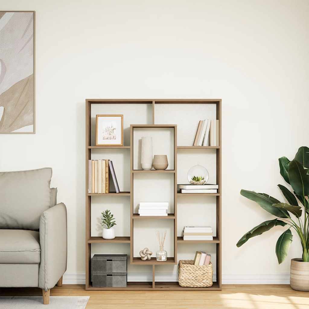 Boekenkast 102x29x143 cm bewerkt hout artisanaal eikenkleur is nu te koop bij PeponiXL, paradijselijk wonen!