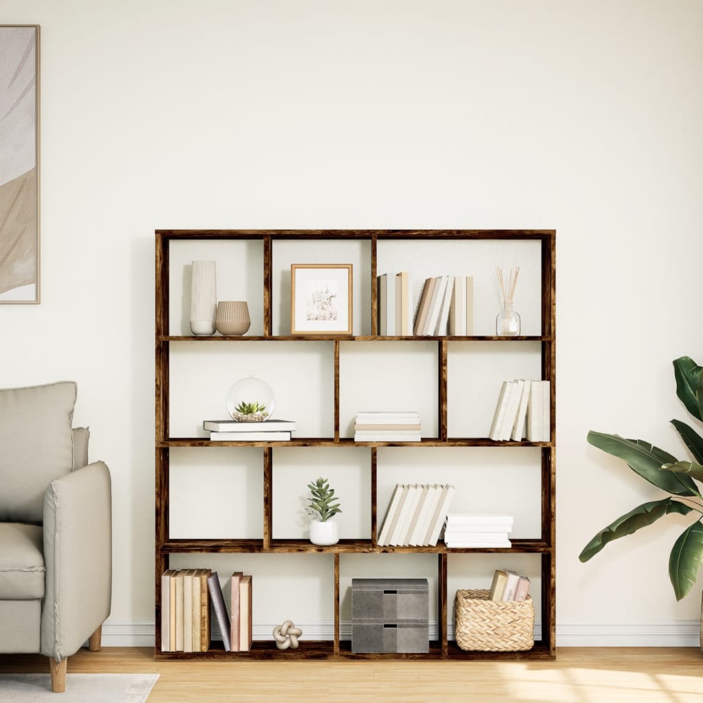 Boekenkast 132x29x141,5 cm bewerkt hout gerookt eikenkleurig is nu te koop bij PeponiXL, paradijselijk wonen!