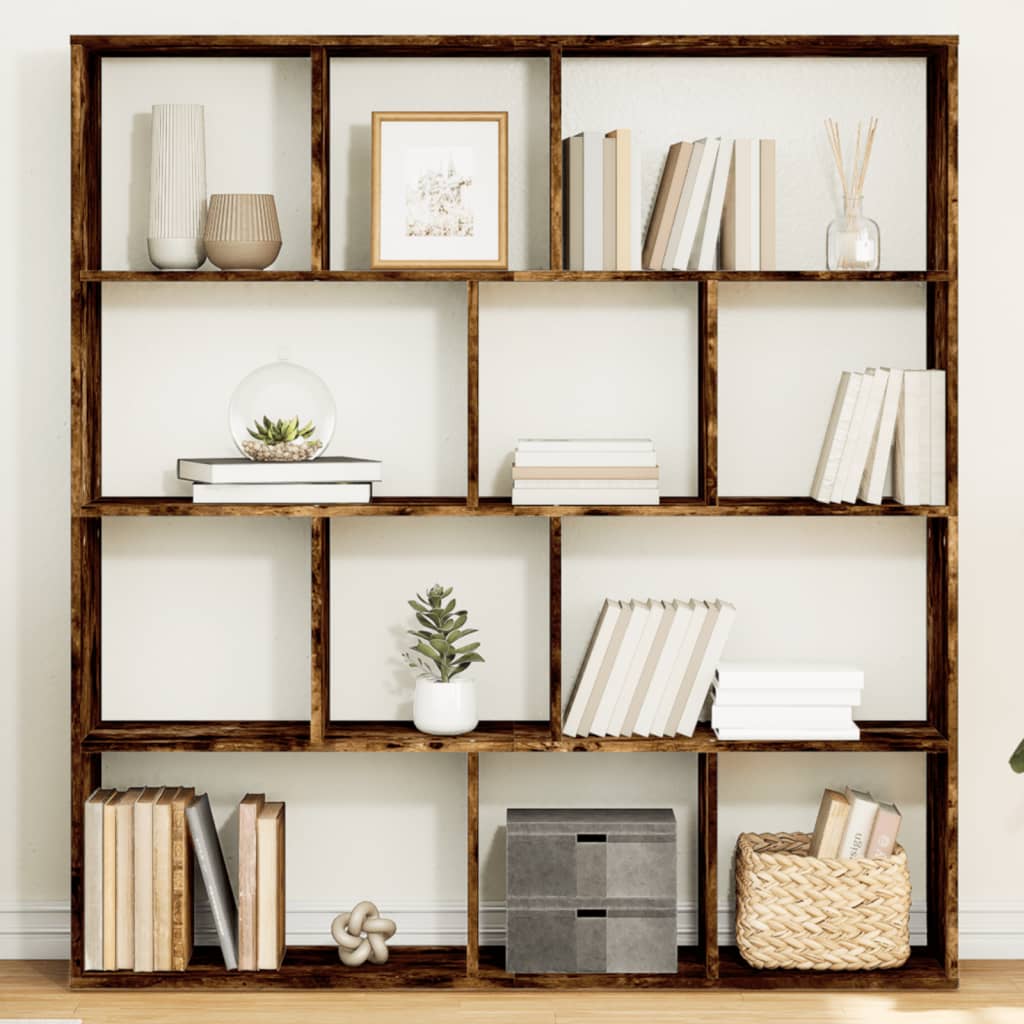 Boekenkast 132x29x141,5 cm bewerkt hout gerookt eikenkleurig is nu te koop bij PeponiXL, paradijselijk wonen!