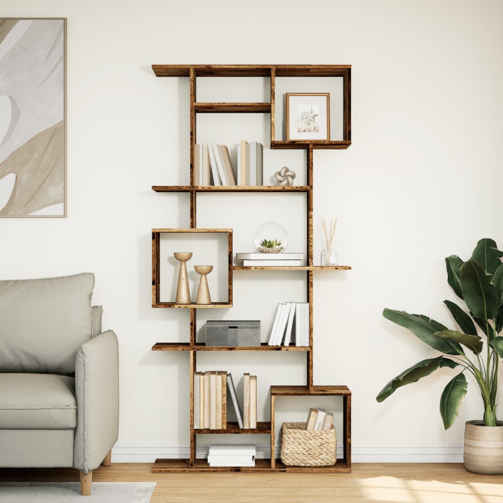 Boekenkast 92x29x188 cm bewerkt hout oud houtkleurig is nu te koop bij PeponiXL, paradijselijk wonen!