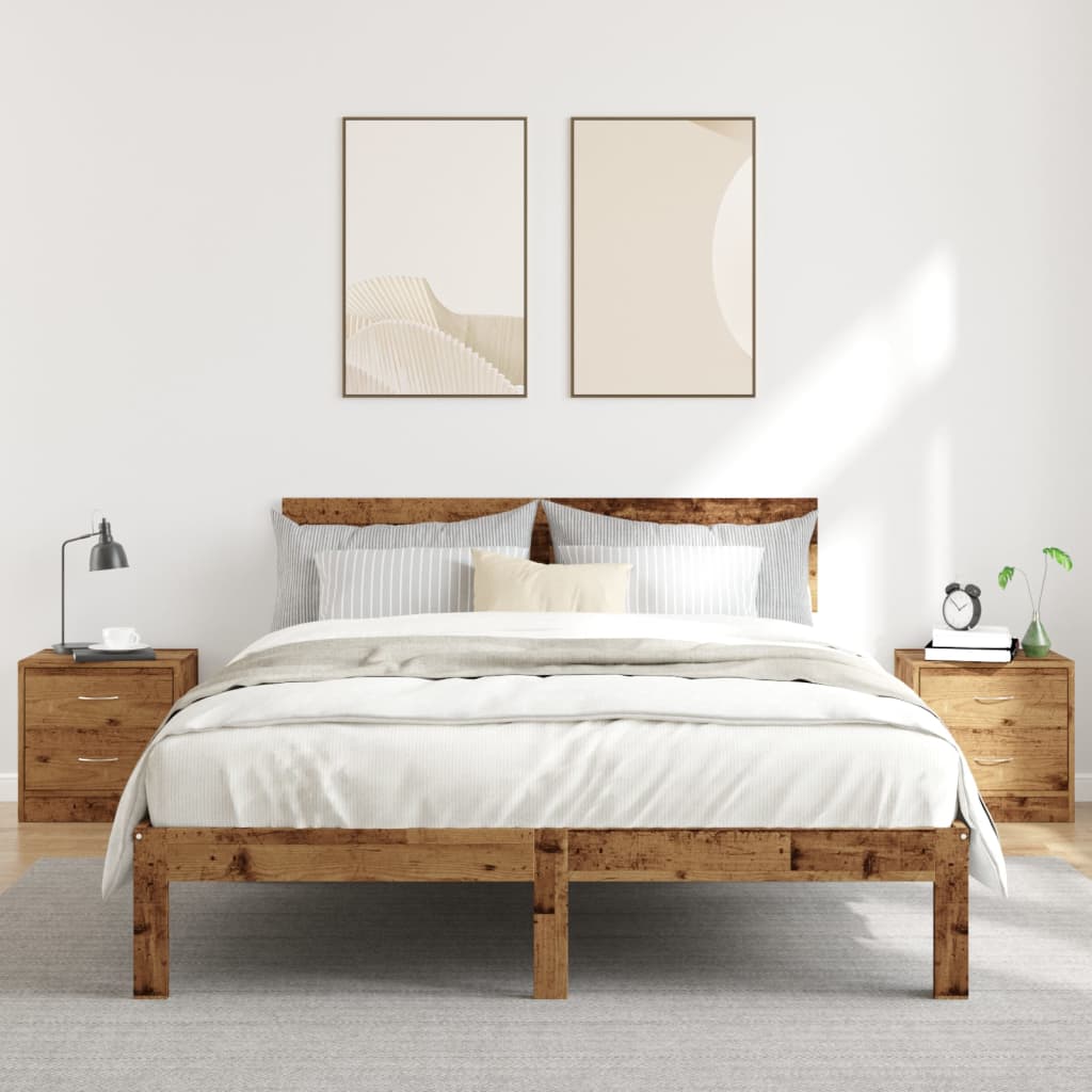 Nachtkastjes 2 st 40x30x40 cm bewerkt hout oud houtkleurig is nu te koop bij PeponiXL, paradijselijk wonen!