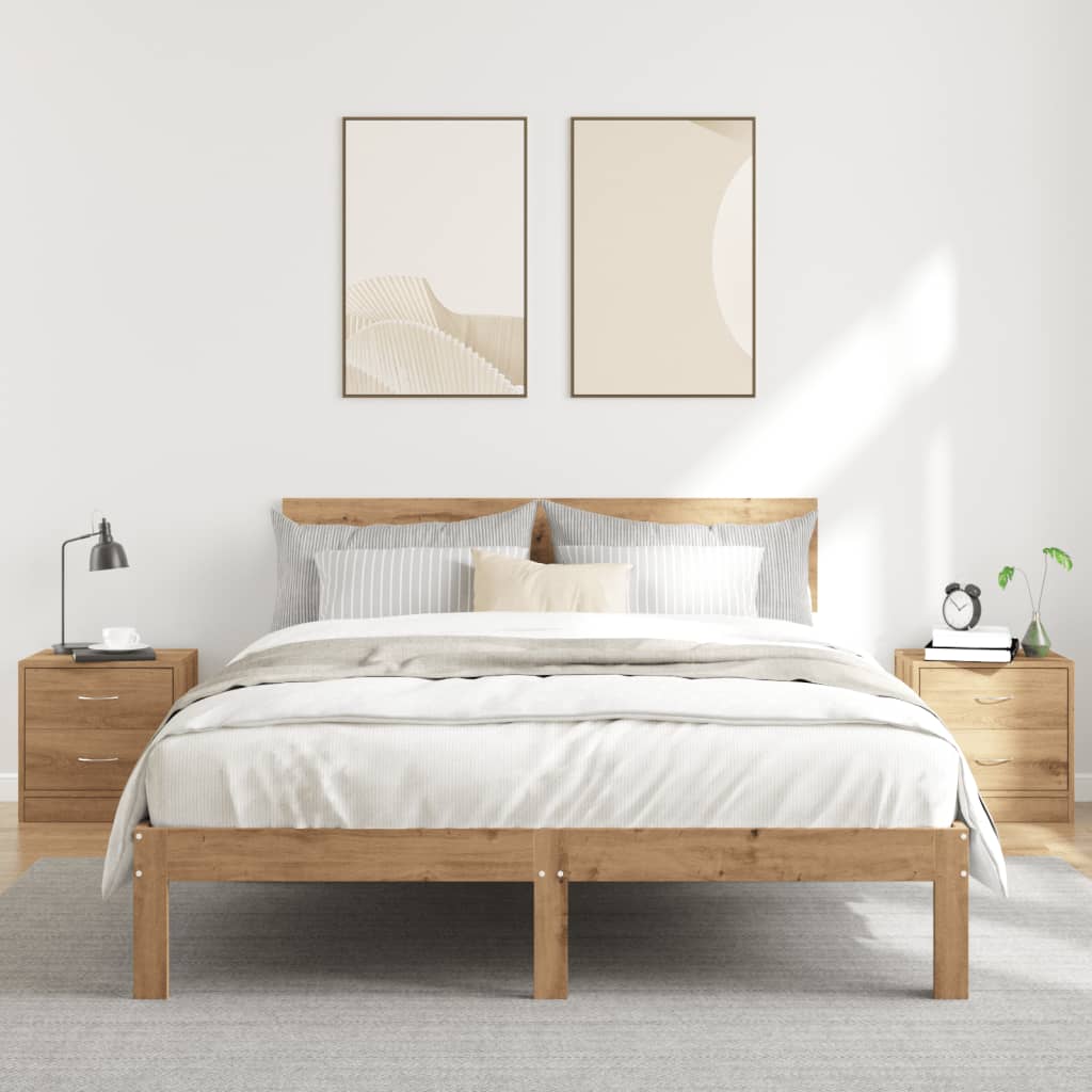Nachtkastjes 2 st 40x30x40 cm bewerkt hout artisanaal eiken is nu te koop bij PeponiXL, paradijselijk wonen!
