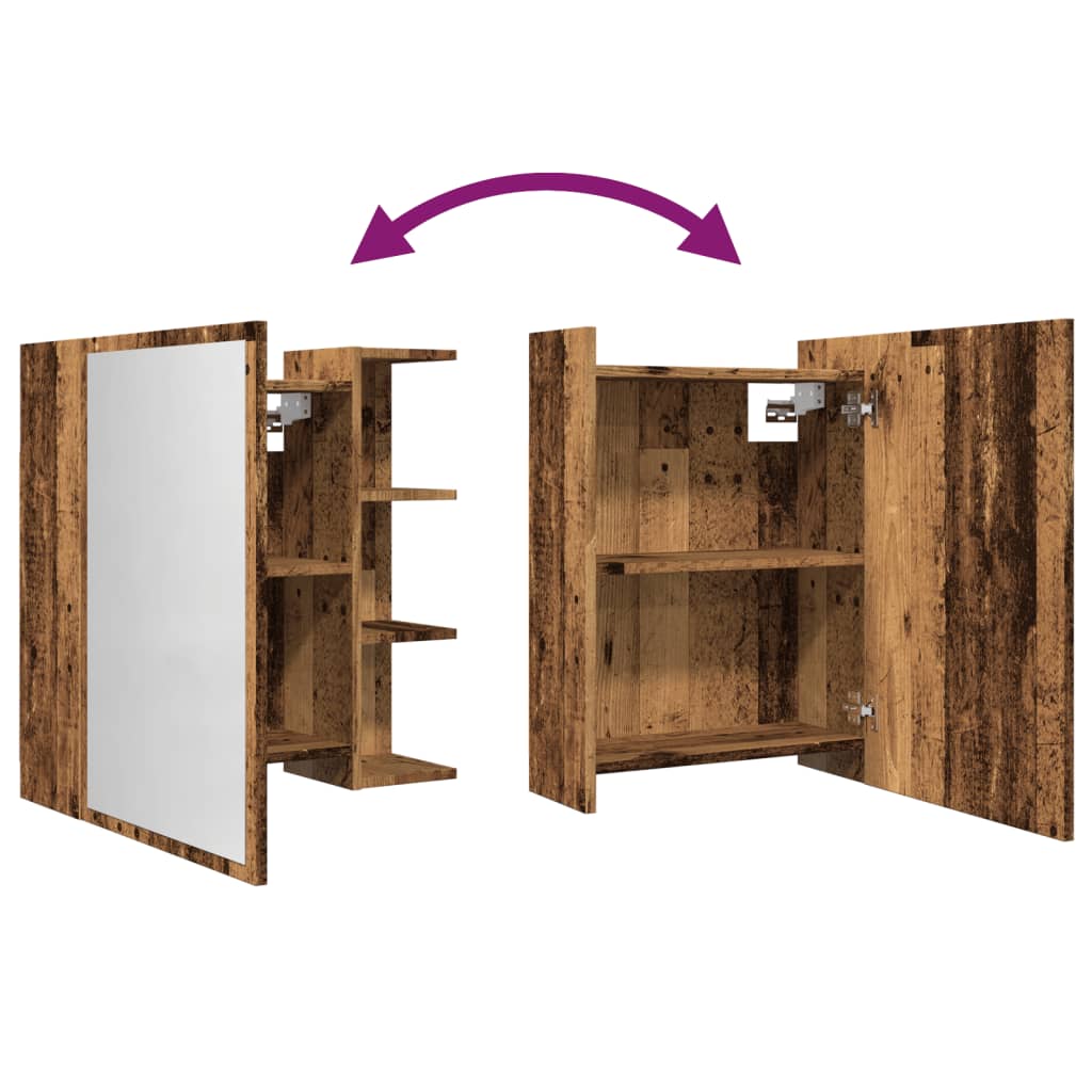 Badkamerspiegelkast 62,5x20,5x64cm bewerkt hout oud houtkleurig is nu te koop bij PeponiXL, paradijselijk wonen!