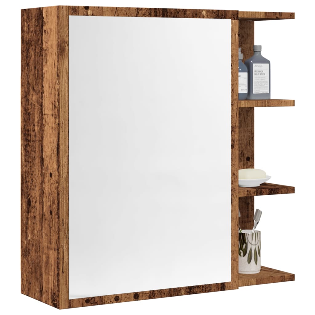 Badkamerspiegelkast 62,5x20,5x64cm bewerkt hout oud houtkleurig is nu te koop bij PeponiXL, paradijselijk wonen!