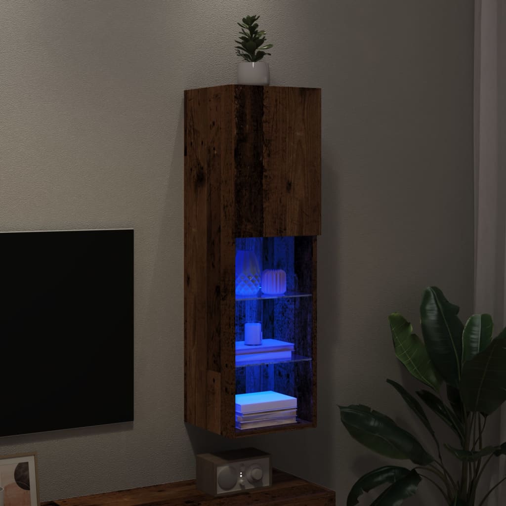 Tv-meubel met LED-verlichting 30,5x30x102 cm oud houtkleurig is nu te koop bij PeponiXL, paradijselijk wonen!