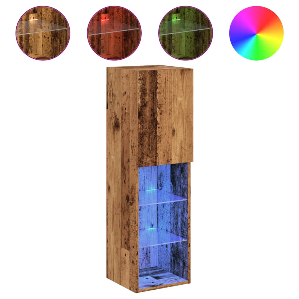 Tv-meubels met LED-verlichting 2 st 30,5x30x102 cm oud hout is nu te koop bij PeponiXL, paradijselijk wonen!