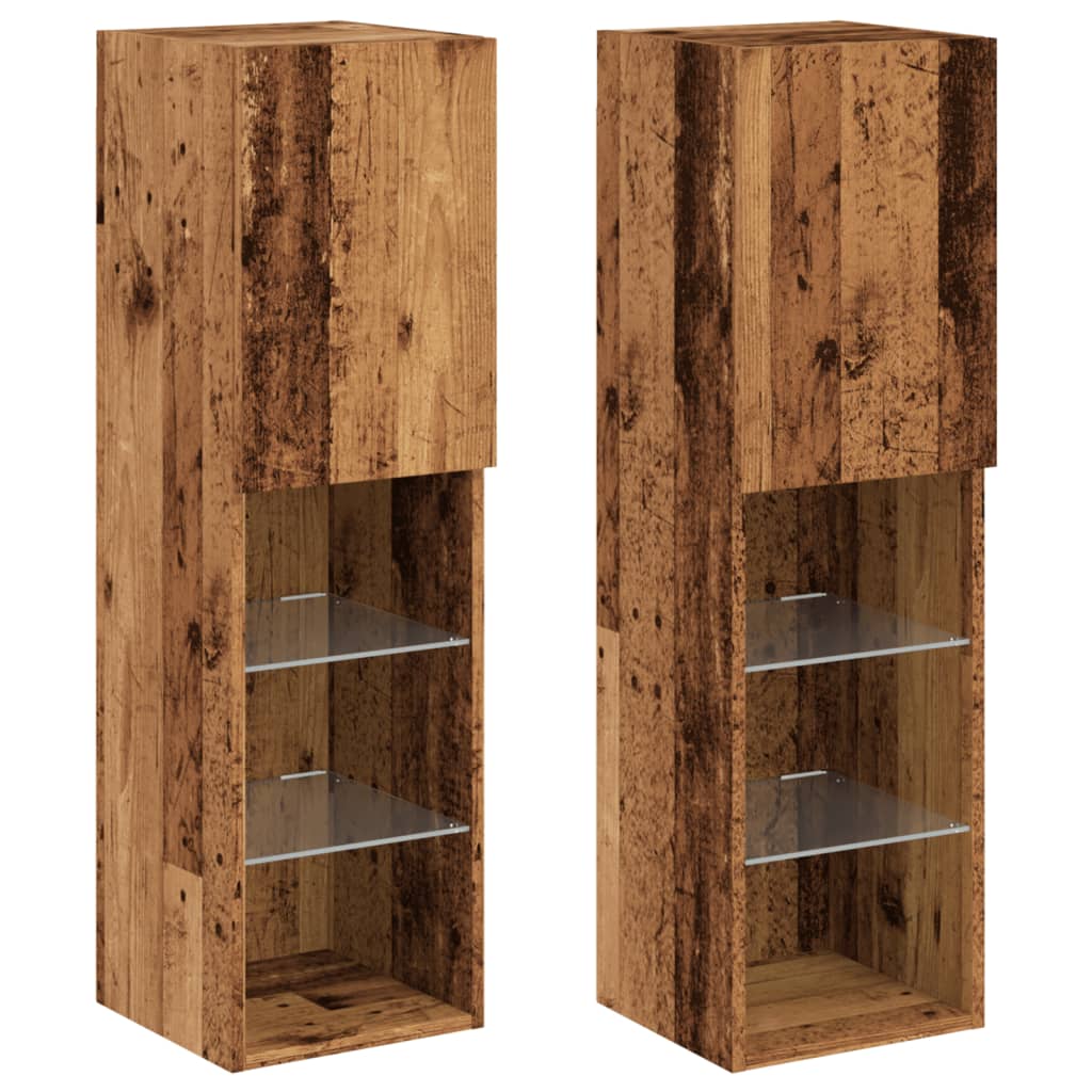 Tv-meubels met LED-verlichting 2 st 30,5x30x102 cm oud hout is nu te koop bij PeponiXL, paradijselijk wonen!