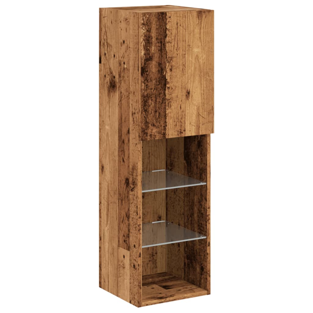 Tv-meubels met LED-verlichting 2 st 30,5x30x102 cm oud hout is nu te koop bij PeponiXL, paradijselijk wonen!