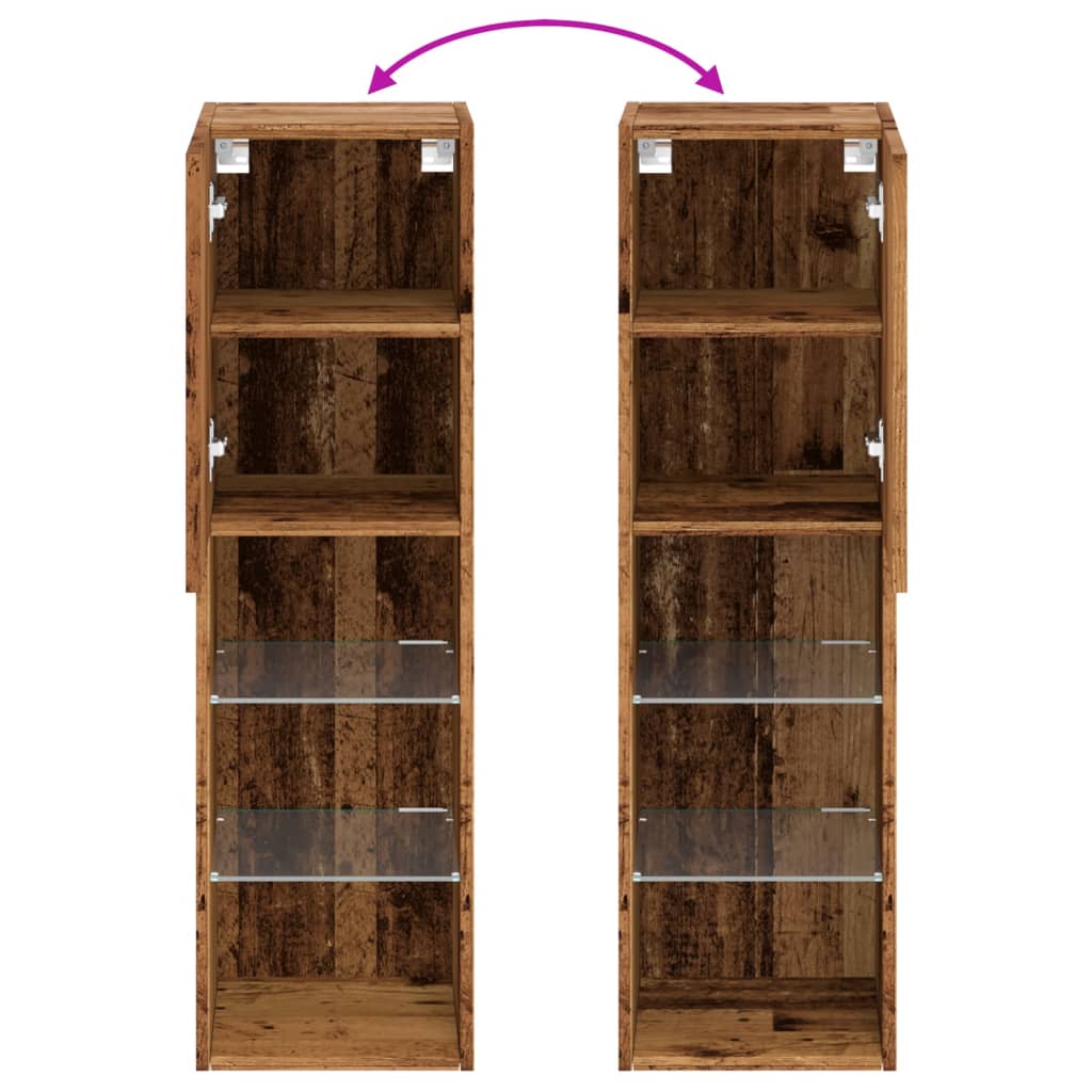 Tv-meubels met LED-verlichting 2 st 30,5x30x102 cm oud hout is nu te koop bij PeponiXL, paradijselijk wonen!