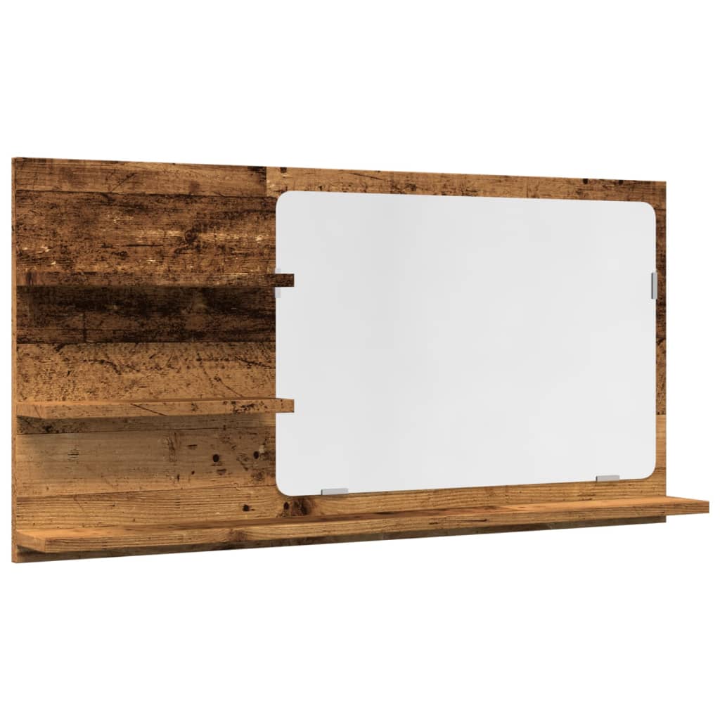 Badkamerspiegelkast 90x11x45 cm bewerkt hout oud houtkleurig is nu te koop bij PeponiXL, paradijselijk wonen!