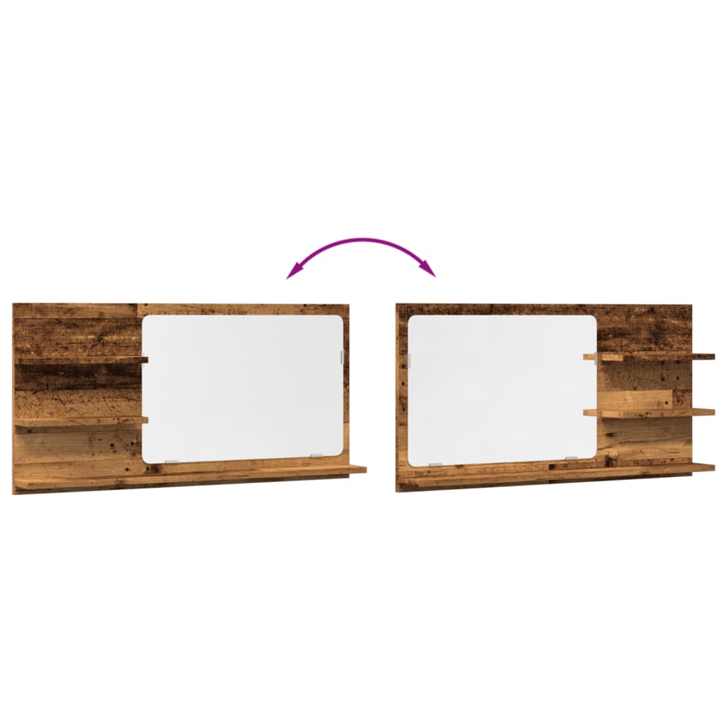 Badkamerspiegelkast 90x11x45 cm bewerkt hout oud houtkleurig is nu te koop bij PeponiXL, paradijselijk wonen!