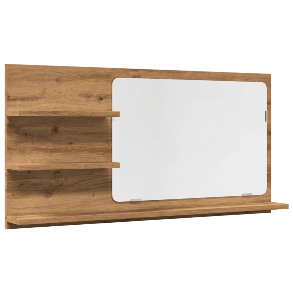 Badkamerspiegelkast 90x11x45 cm bewerkt hout artisanaal eiken is nu te koop bij PeponiXL, paradijselijk wonen!