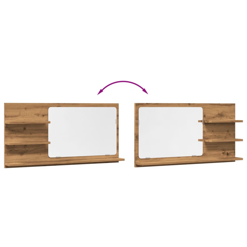 Badkamerspiegelkast 90x11x45 cm bewerkt hout artisanaal eiken is nu te koop bij PeponiXL, paradijselijk wonen!