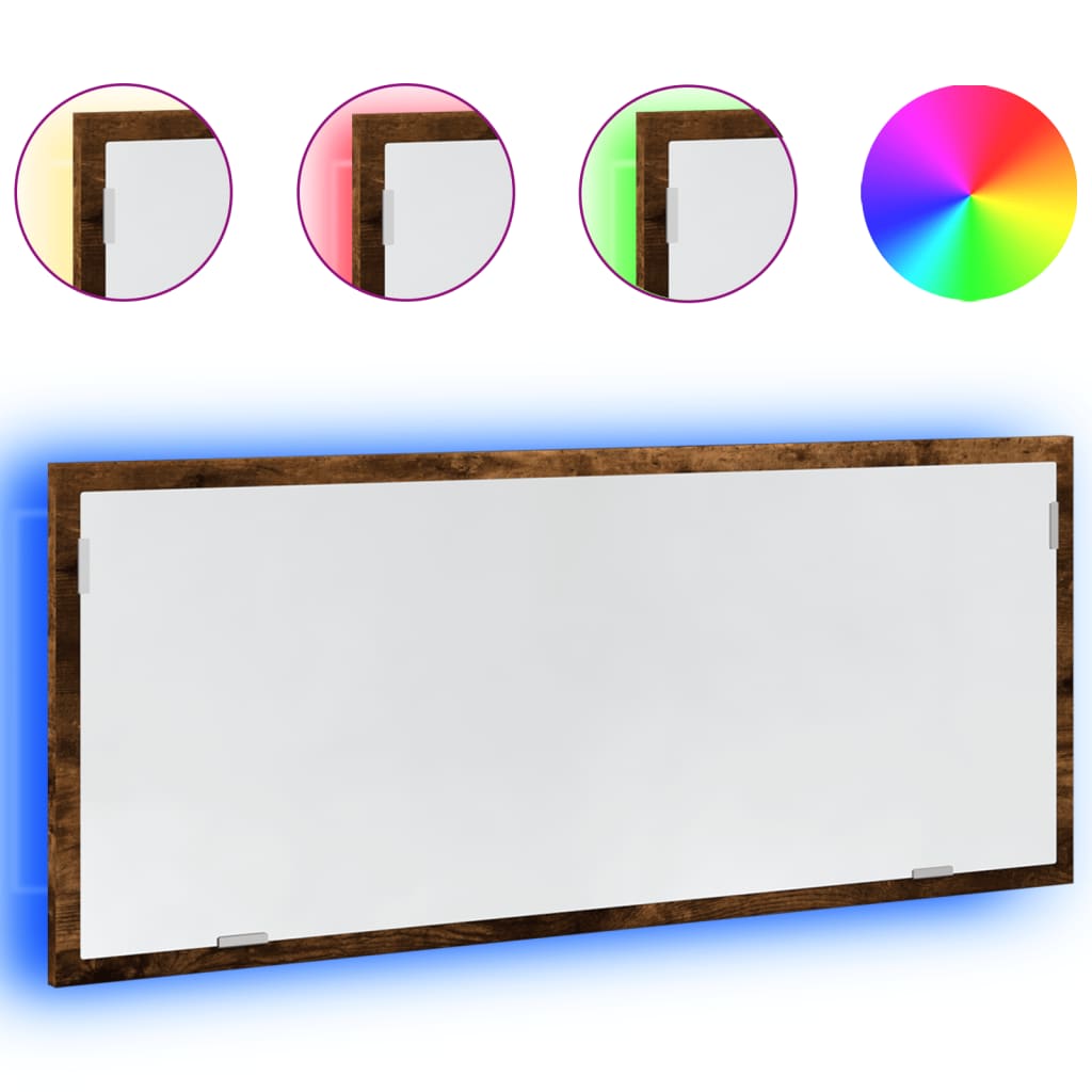 Badkamerspiegel met LED 100x8,5x37cm bewerkt hout gerookt eiken is nu te koop bij PeponiXL, paradijselijk wonen!