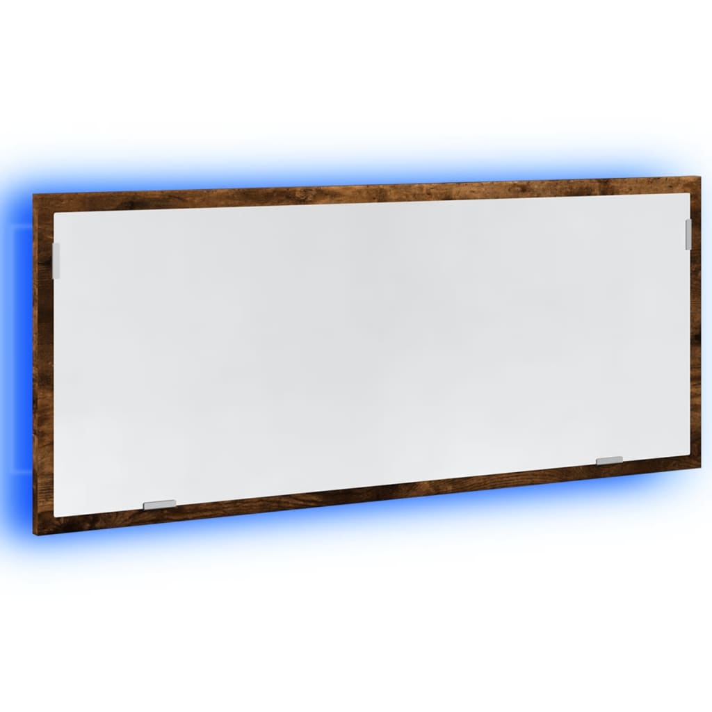 Badkamerspiegel met LED 100x8,5x37cm bewerkt hout gerookt eiken is nu te koop bij PeponiXL, paradijselijk wonen!