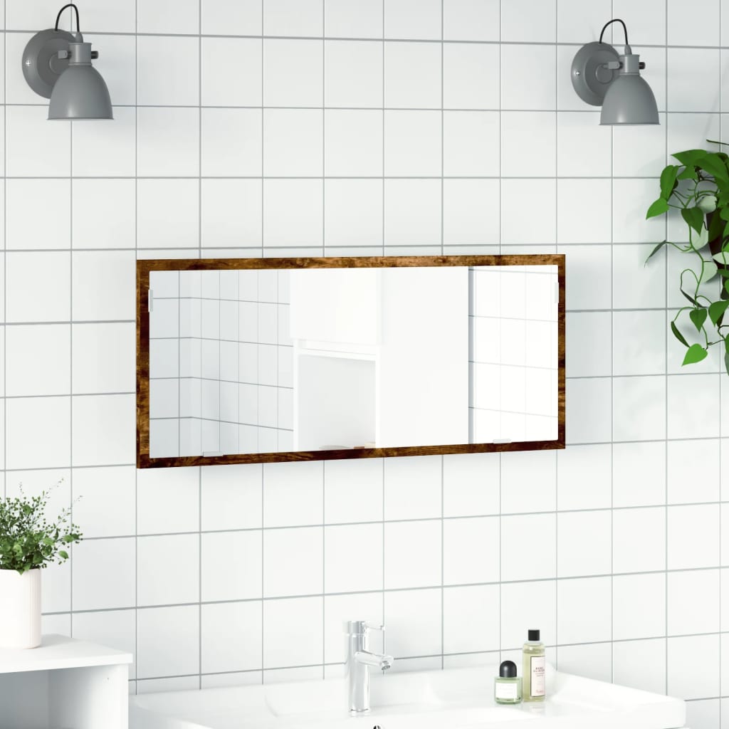 Badkamerspiegel met LED 100x8,5x37cm bewerkt hout gerookt eiken is nu te koop bij PeponiXL, paradijselijk wonen!